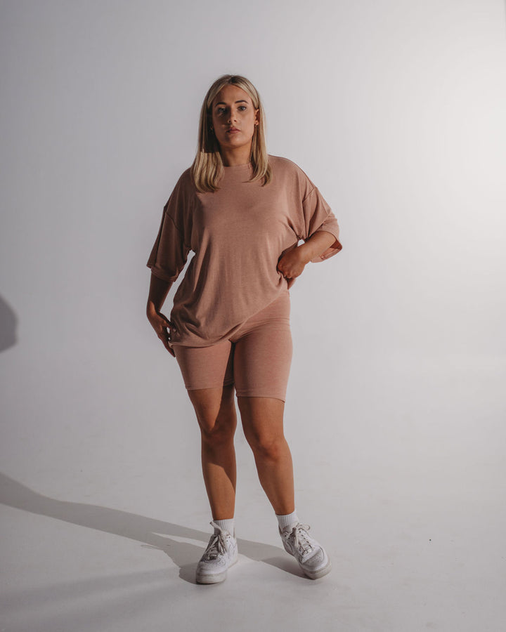 Women's Ribbed Bamboo Spandex Street Set - Tanned