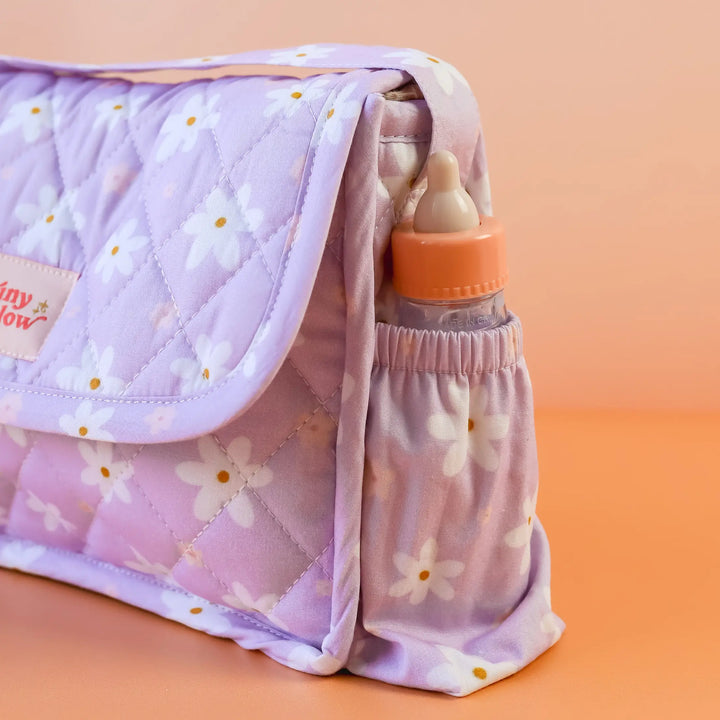 Tiny Harlow Doll's Nappy Bag - Lilac Daisy