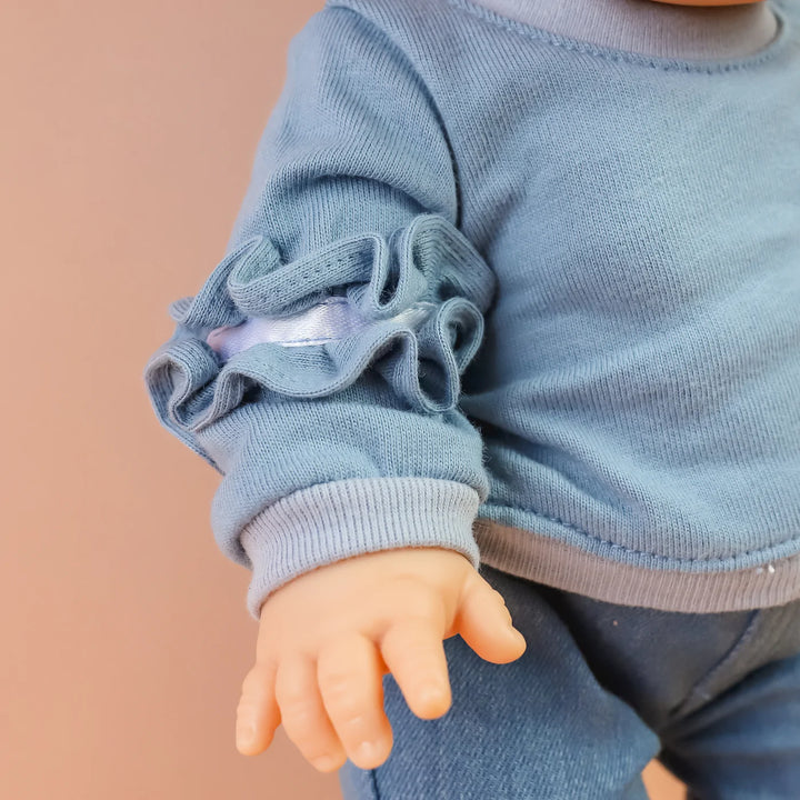 tiny threads ruffle jumper and denim pant set