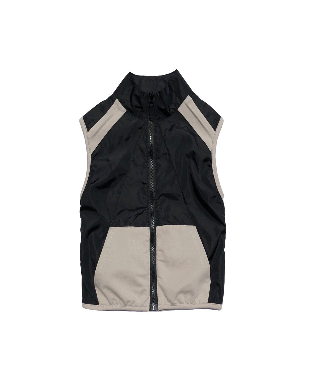 Luxe sleeveless jacket. Boys sleeveless Shell Zip Top stone/black
