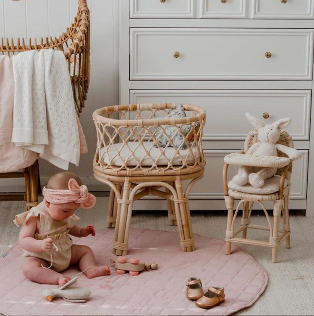 Tiny harlow rattan doll's bassinet Standard Size