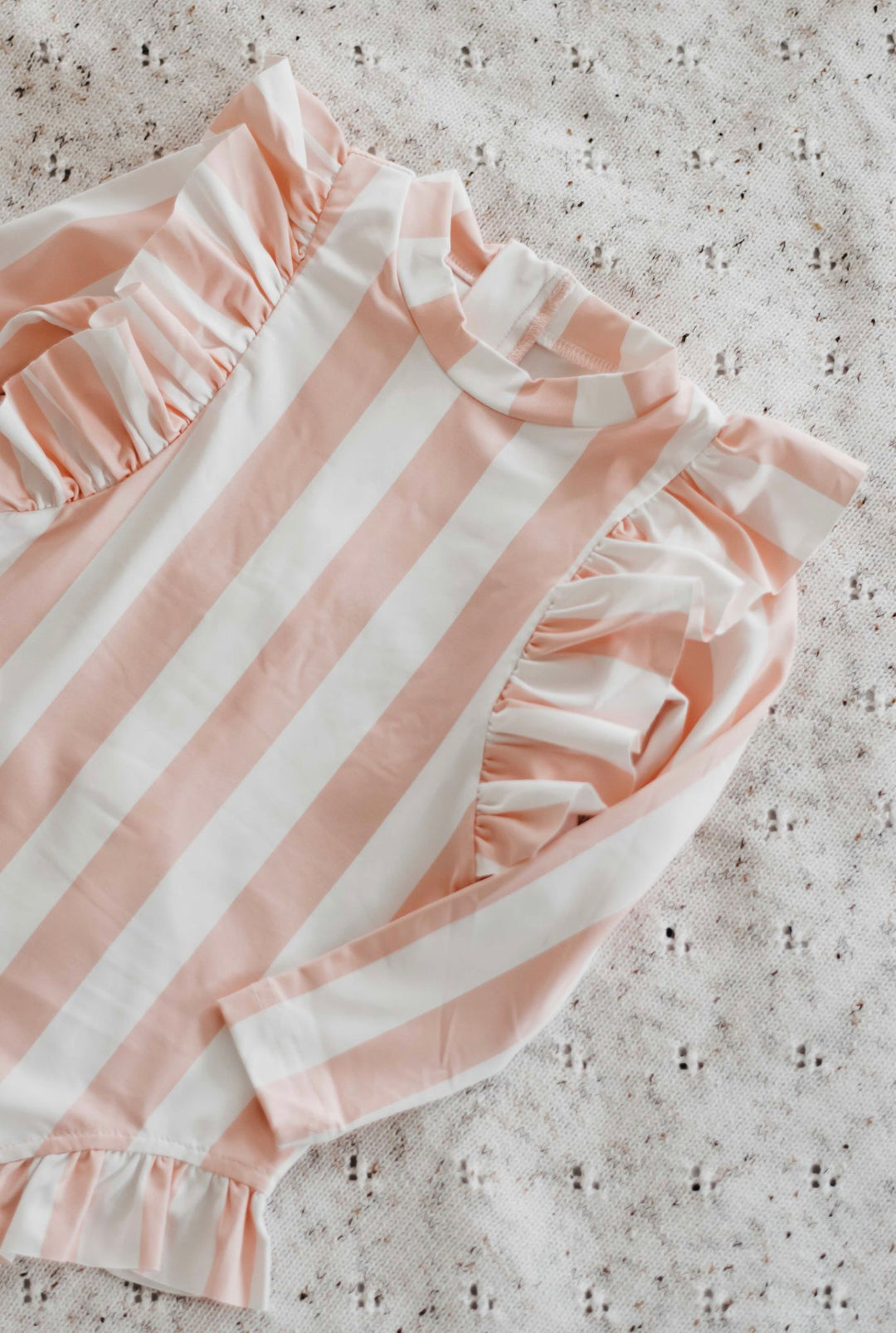 Frill Swim Suit Peach Stripe