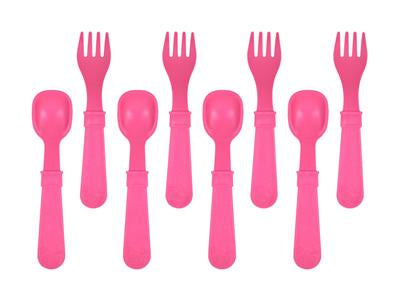 Re-Play Fork and Spoon (1 of each) -Bright Pink