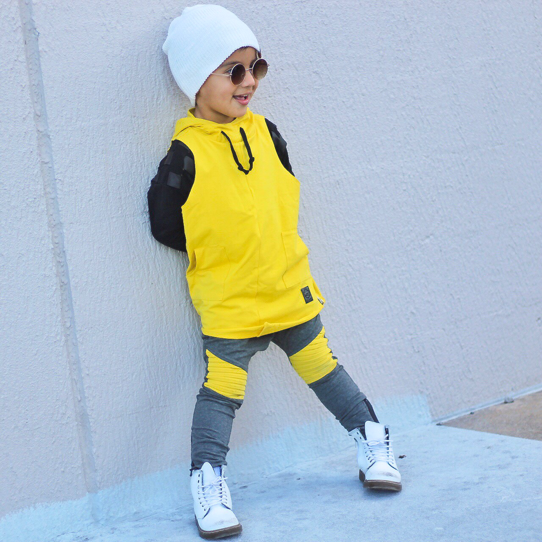 Mustard oversized hooded vest