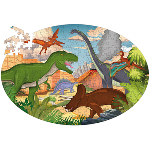 Sassi Travel, Learn and Explore - Puzzle and Book Set - Dinosaurs, 205 pcs