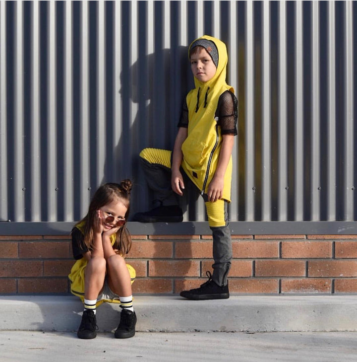 Mustard oversized hooded vest